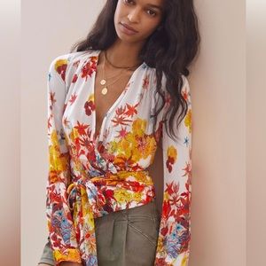 Anthropologie x Michelle Morin Floral Wrap Blouse